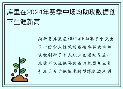 库里在2024年赛季中场均助攻数据创下生涯新高